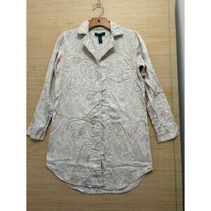 Lauren Ralph Lauren Paisley Print Cotton Nightshirt XS